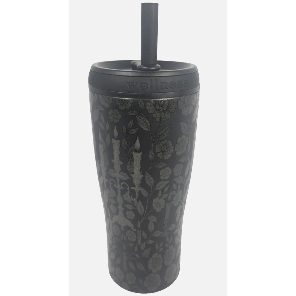 Wellness Tumbler Adults 20 oz Black NEW Gothic Floral Skull Stainless Steel